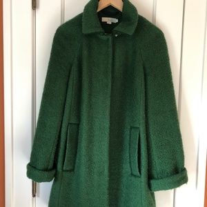 Size 6 Boden Green coat with colorful  lining.